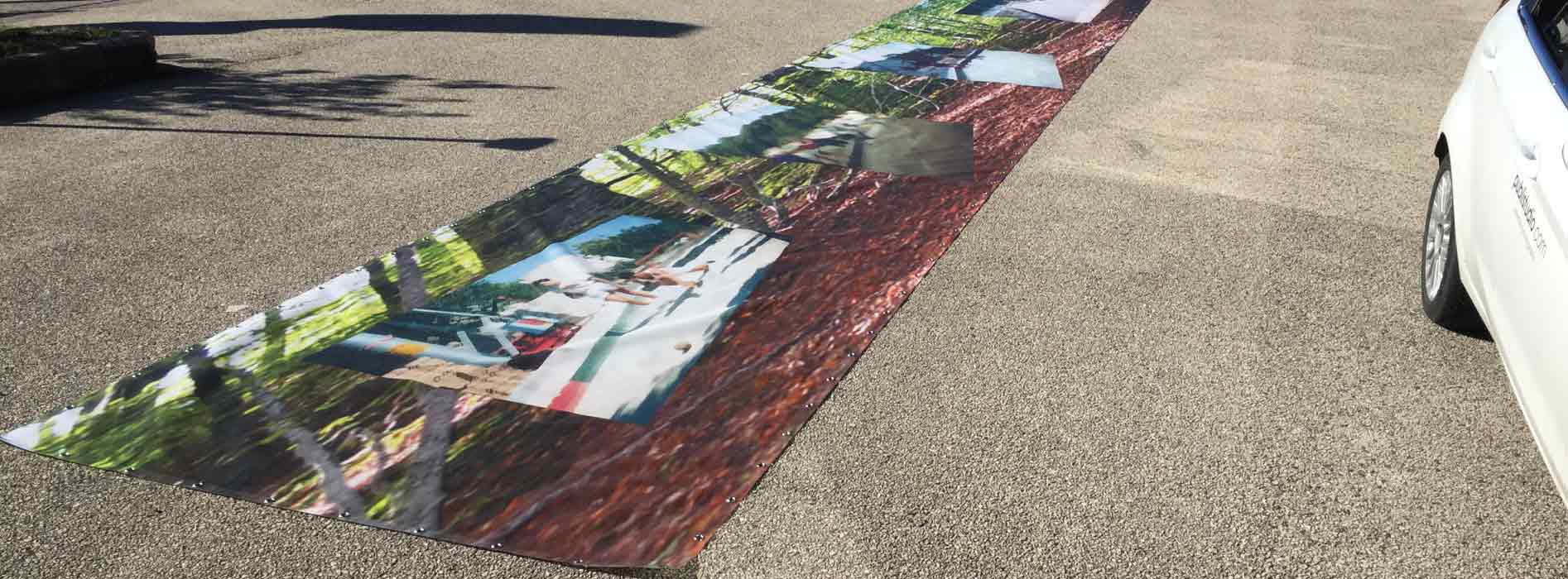 stampa banner pvc con rete mesh